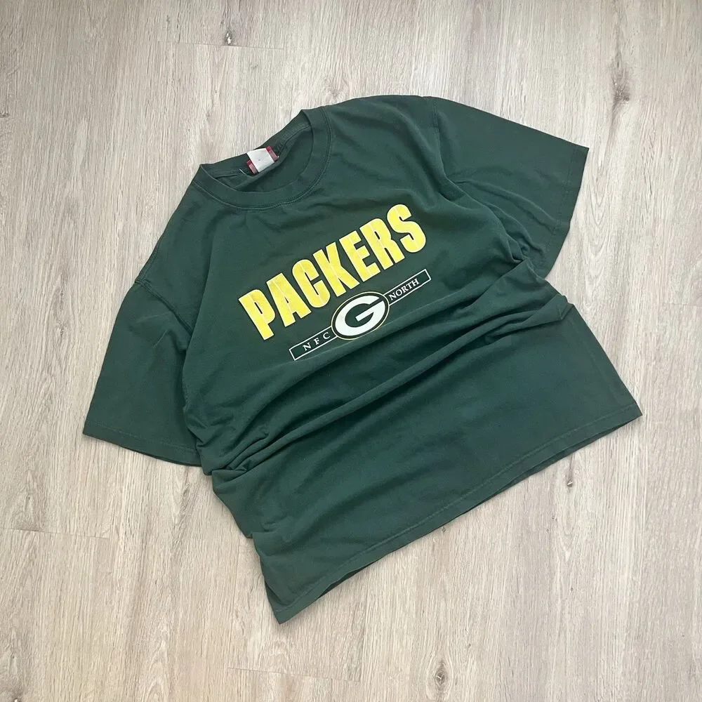 Vintage Green Bay Packers NFL Tee Mens L Shirt Sleeve Crewneck Tee Y2K 90s